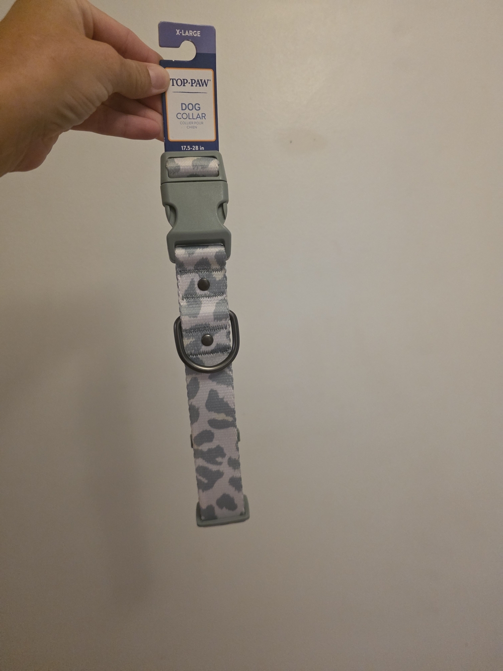 Top Paw Light Gray Animal Print Dog Collar with Gray Buckle